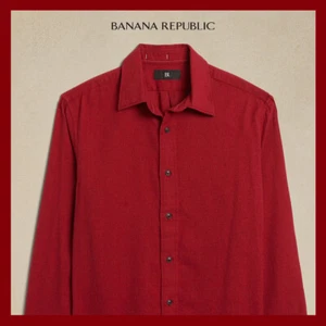 NWT - Banana Republic Men's Denny Flannel Shirt, Red Heather Sz Large - $80 - Picture 1 of 6