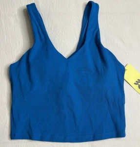 Women’s Flex Light Support Rib V Neck Crop Sports Bra Blue XXS All In Motion - Picture 1 of 6