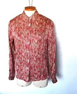 Notations Damen 100% Seide Bluse Langarm Button Down Karriere Geometrisch Größe S - Bild 1 von 3