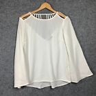 Boohoo Womens White Long Sleeve Evening Blouse Top Size 8
