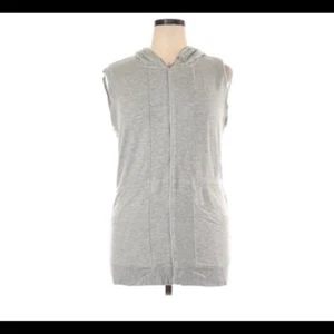 Yogalicious Yoga sportliche lange Weste Jacke mit Kapuze Sweatshirt meliert grau GR M - Bild 1 von 9