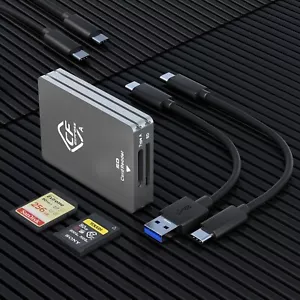 CFexpress Type A and SD Card Reader, Dual-Slot USB3.2 Gen2 10Gpbs Type A - Picture 1 of 9
