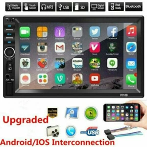 7" Bluetooth Car Radio Stereo FM USB SD AUX IOS/Android MP5 Player Double 2 DIN - Picture 1 of 12