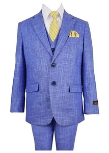 Boy's Regular Fit Formal 5 Piece Linen Suit Set - CLEARANCE, FINAL SALE! - Picture 1 of 5