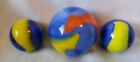 2 Superman Shooter Marbles 1 Jumbo Shooter Blue Yellow Red Glass Shooter Set