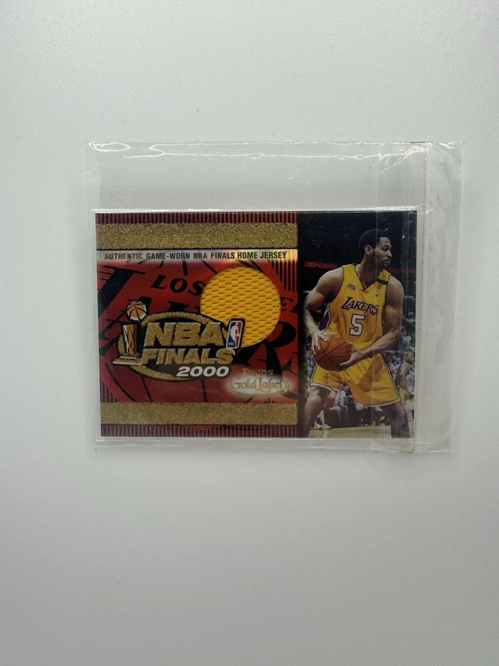 Tarjeta de camiseta 2000 Robert Horry Topps Gold Label usada en juegos TT3H Lakers Finales de la NBA Foto 1 de 2