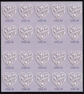 2007 Love & Hearts Sc 4151a 41c booklet pane of 20 plate number P11111 - Image 1 of 2