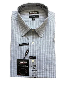 Mens KIRKLAND Long Sleeve Tailored Fit Non Iron Sport Shirt/Buttons Blue XL Nwt. - Picture 1 of 9