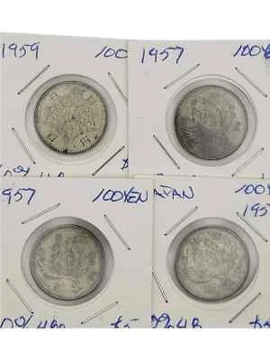 1950's Japanese 100 Yen, 4-Coin Set, 60 Percent Silver, XF - Image 1 of 2