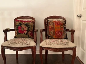 2 Rare French Antique Armchairs made of Premium Wood. - Picture 1 of 7