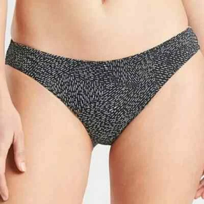 Athleta Swim Bikini Bottom Black Sands Mid Rise Black & White Women Sz L NWT$49 - Image 1 of 3