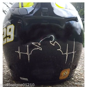 Moto da corsa FREQUENZA CARDIACA Argento Adesivo Cromo Decalcomania Grafica Rossi x2 - Foto 1 di 3