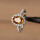 3.45ct Oval Cut Natural Citrine Diamond Engagement Ring 14k Solid White Gold 7 8