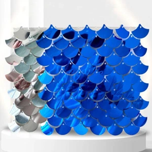 Shimmer Fish Scale Shaped Sequin Backdrop Wedding Backdrop Decoration Panels - Picture 1 of 18
