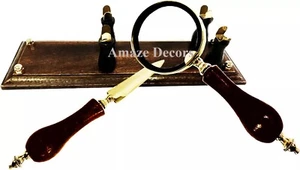 Marine Nautical Store Decorative Brass Magnifying Glass & Letter Opener on Stand - Picture 1 of 6