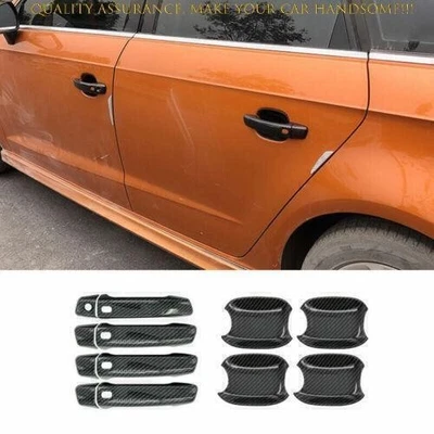 Guarnição da tampa da maçaneta da porta externa de fibra de carbono para Audi A3 S3 RS3 2015-2020 - Imagem 1 de 4