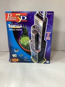 WREBBIT PUZZ3D TOWERS 3 FT MADE TO SCALE COLLECTION SEARS TOWER GLOW IN THE DARK - Picture 1 of 3