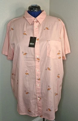 Urban Pipeline Size XXL Men’s Short Sleeve Button Front Shirt Link Flamingo Pink - Image 1 of 4