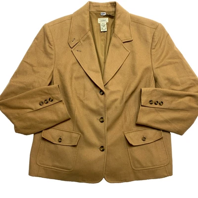 Blazer vintage LL Bean para mujer XL color tostado regular mezcla de lana parche bolsillos chaqueta Foto 1 de 4