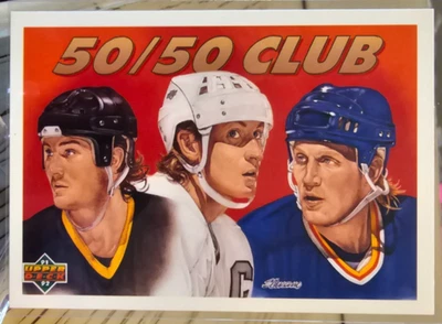 1991-92 Upper Deck 50/50 Club Gretzky/Hull/Lemieux #45 Kings/Blues/Penguins - Image 1 of 2