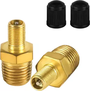 2 Stück Messing Luftpumpe Adapter, 1/4" NPT (M) auf Standardventil für Schrader (M) - Bild 1 von 12