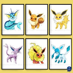 Pokemon Eevee Kinderzimmer Wandbild Poster Druck Bild Geschenk A5 A4 A3 - Bild 1 von 7