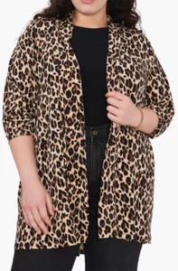 VINCE CAMUTO Plus Cardigan Leopard Print Open Front ▪︎Size 2X▪︎ NWT - Picture 1 of 2