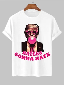 Lustiges Trump Kaugummi T-Shirt, Haters Gonna Hate Grafik T-Shirt, lustiger Witz Tee - Bild 1 von 13