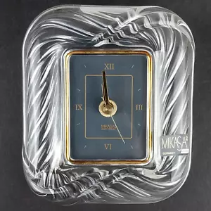 MIKASA Swirl Gold Quartz 6" Glass Desk Table Clock Movement Made in Germany NEW - Picture 1 of 10