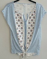 Lucky Brand Cap Sleeve Top Shirt Knotted Hem V Neck Womens Size S