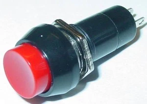 Drucktaster, 12mm Gewinde,Taster rund, rote Taste, Öffner, 250V/1A, 1xAUS, S49S - Bild 1 von 1