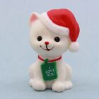 I LOVE YOU White Cat with Santa Cap - Russ Berrie Miniature Christmas Figure