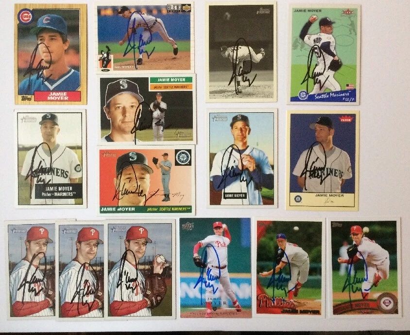 Jamie Moyer Autographed card Rookie Topps Heritage Bowman Cubs Mariners Phillies - Image 1 of 4