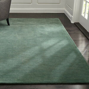 Area Rugs 9' x 12' Baxter Jade Green Hand Tufted CRATE & BARREL Woolen Carpet