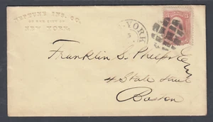 US Sc 65 on c. 1864 Cover with fancy cork cancel, New York to Boston - Picture 1 of 1