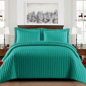 3Piece Luxury Quilted Bedspread & Pillow-Shams Set | Double King Size Bed Throw* - Picture 1 of 49