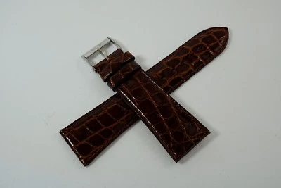 CORREA DE CUERO DE COCODRILO BREITLING MARRÓN OSCURO 23 MM CON HEBILLA FECHAS AÑOS 90 Foto 1 de 4