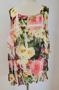 Russell Kemp New York Bluse Blumenmuster Lagenlook transparent Muster - Bild 1 von 12
