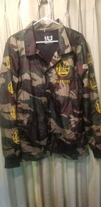 Mens Golden State Warriors NBA Brand Camo Print lightweight JACKET (L) polyester - Picture 1 of 8