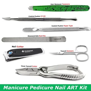 Manicure Nail Art Kit Tagliaunghie Forbici Rimozione Cuticole Spingi - Foto 1 di 8