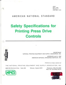 ANSI B65.1-1985 - Safety Specifications for Printing Press Drive Controls - Picture 1 of 3