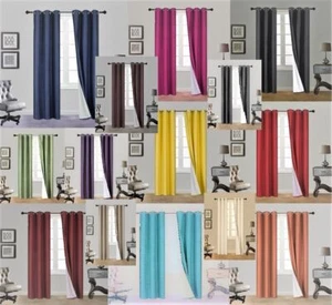 1 PANEL ABSOLUTE ROOM DARKENING 100% BLACKOUT WINDOW GROMMET CURTAIN FOAM LINED - Picture 1 of 29