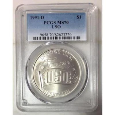 1991 D USO Dollar PCGS MS70  ***Rev. Tye's Coin Stache*** #322070 - Image 1 of 4