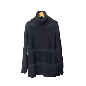 Suéter Helmut Lang Para Mujer Lana Viscosa Cuello Alto Pesado Negro Azul M - Imagen 1 de 7