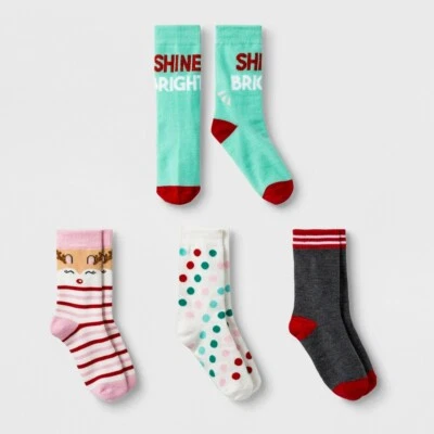 Calcetines de reno 4pk para niñas - Cat & Jack medianos, multicolores Foto 1 de 4