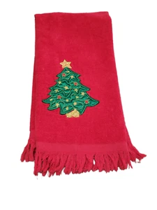 Cecil Saydah Navidad Rojo Invitado Toalla de Mano Bordada Árbol Verde - Imagen 1 de 5