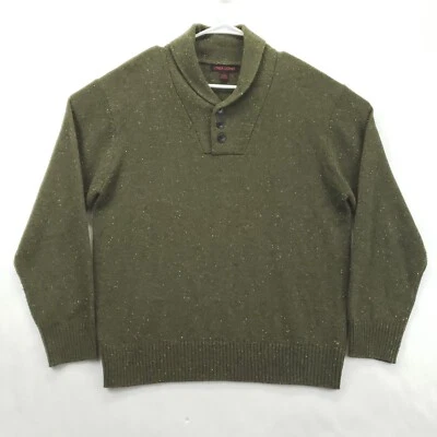 Linea Uomo Sweater Mens Large Green Henley Knitted Wool Long Sleeve Pullover - Image 1 of 4