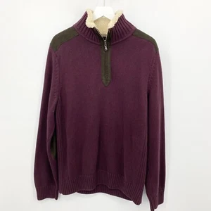 Suéter Tommy Hilfiger Parche en el Codo Cuello Sherpa 1/4 Cremallera Para Hombre Talla Grande - Imagen 1 de 6