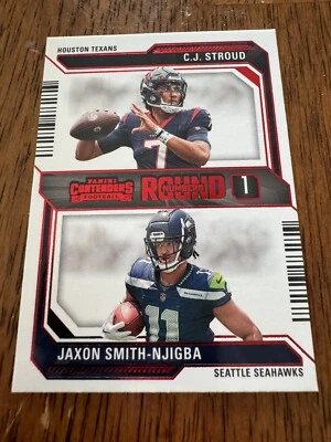 2023 Contenders Football - Round Numbers - Red - CJ Stroud - Jaxon Smith-Njigba - Image 1 of 2