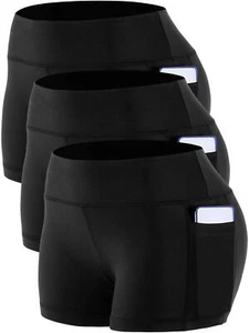Women's Workout Yoga Running Compression Exercise Booty Shorts with One Side ... - Picture 1 of 5